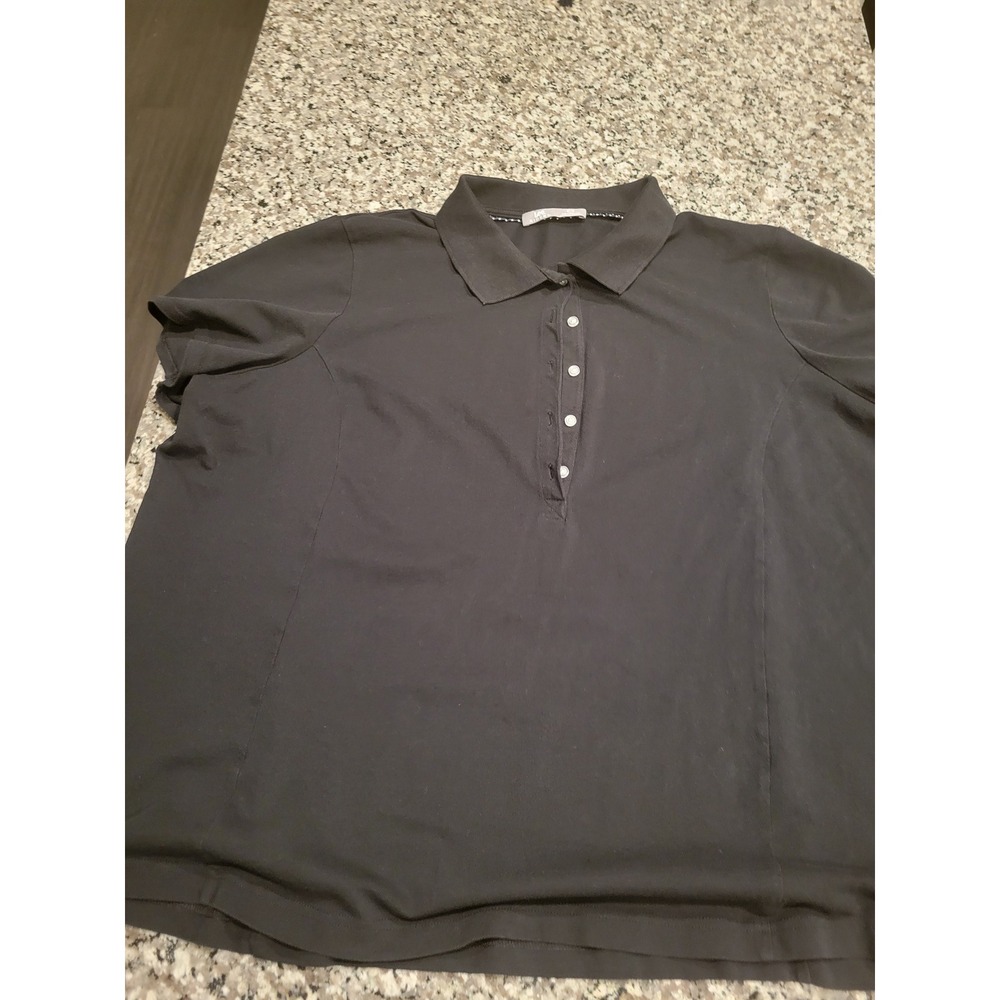 Lee Riders Womens 4X‎ Black Short Sleeve Collared Polo Shirt Cotton